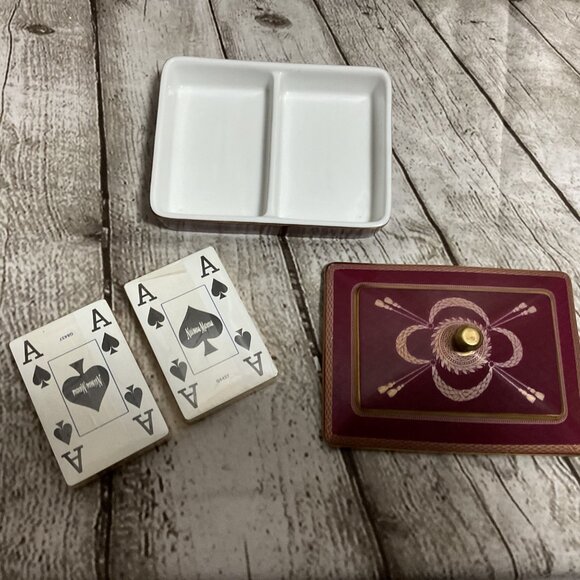 Vintage Neiman Marcus Ceramic Sealed Playing Card Holder Box 2 Decks Elegant - Picture 1 of 5
